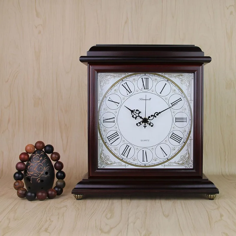 Silent Table Clock Vintage Wooden Desk Clocks Classical European Luxury Desktop Clock Living Rooms Decorations Accessories