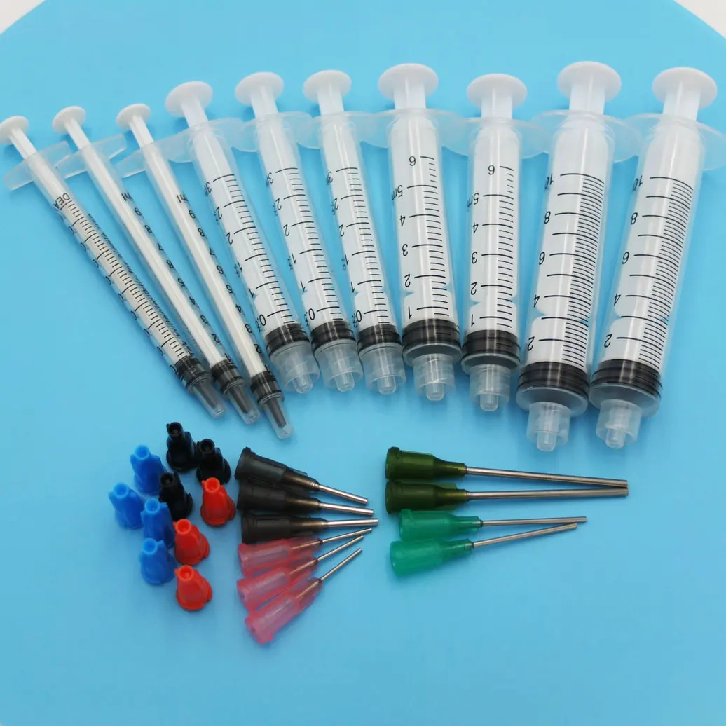 10 Pack - Syringe with Blunt Tip Needle and Caps, Great for Refilling E-juice, E-Liquids, E-cigs, Vape, Oil or Glue Applicator