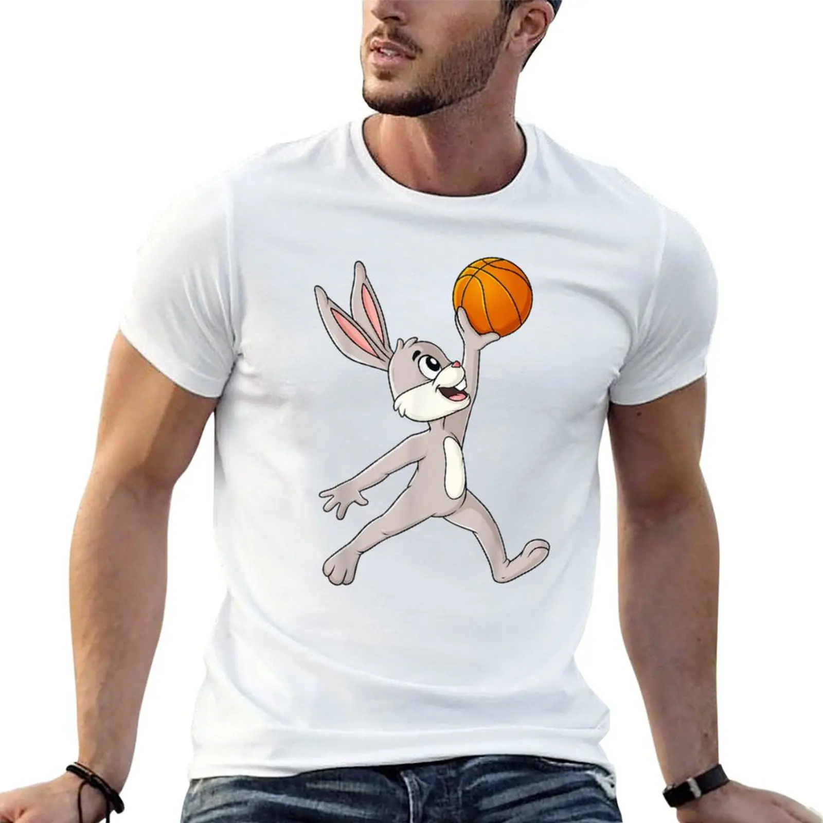 Easter Day Rabbit A Dunking Basketball Funny Boys Girls Kids T-Shirt Daily Casual Short Sleeve Tee Shirt