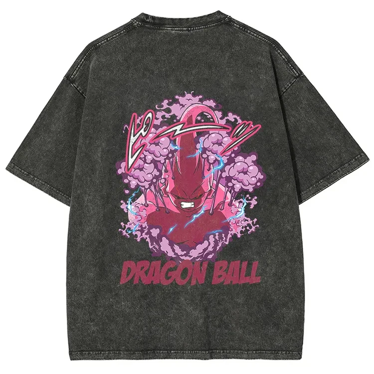 

Majin Buu аниме Dragon Ball Harajuku винтажная стираная футболка из хлопка для мужчин уличная одежда больших размеров для женщин с короткими рукавами унисекс Y2k