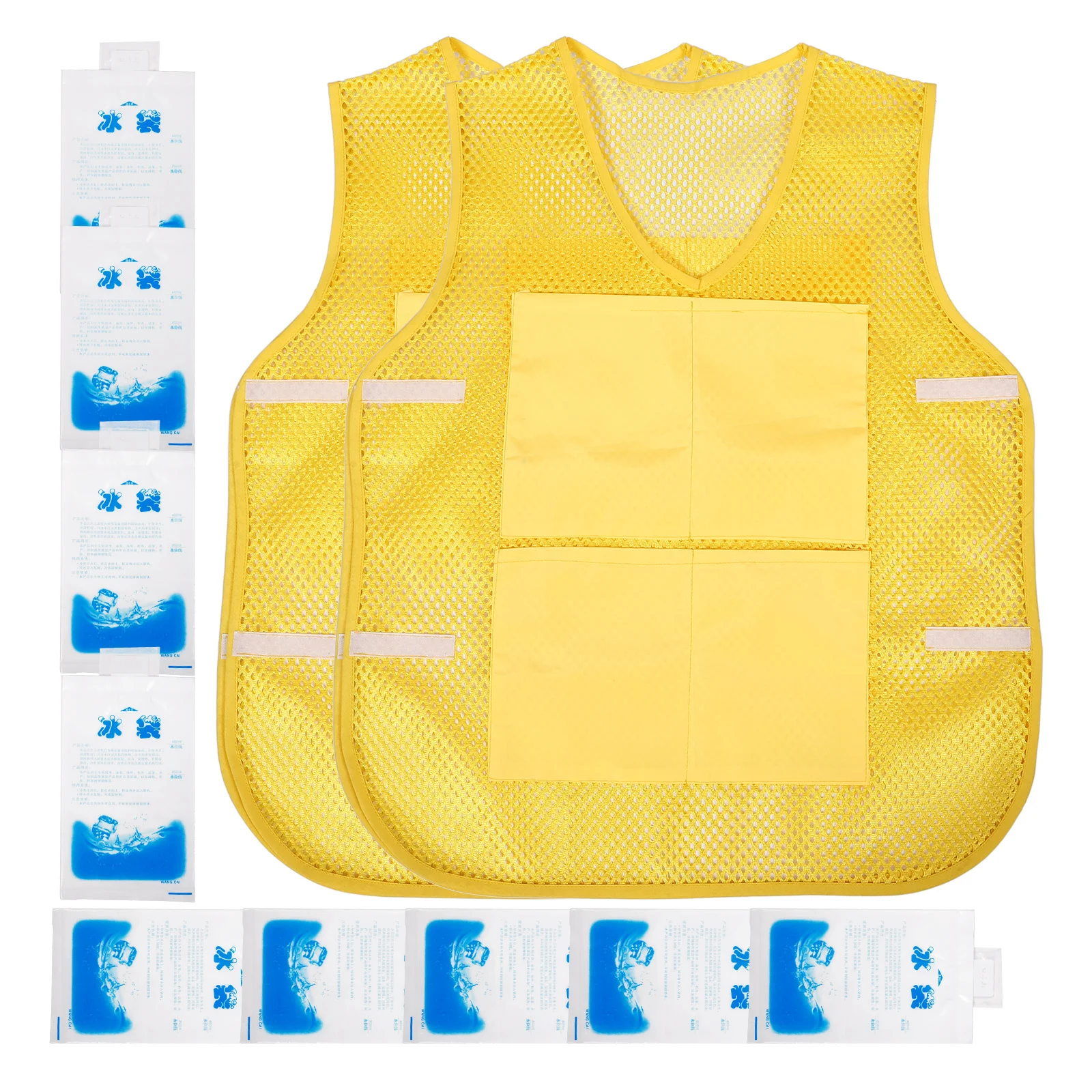 

1 Set Vest For Summer Reusable Ice Packs Vest Outdoor Cooling Costume Lightweight Durable Polyester Replaceable Ice Packet Easy