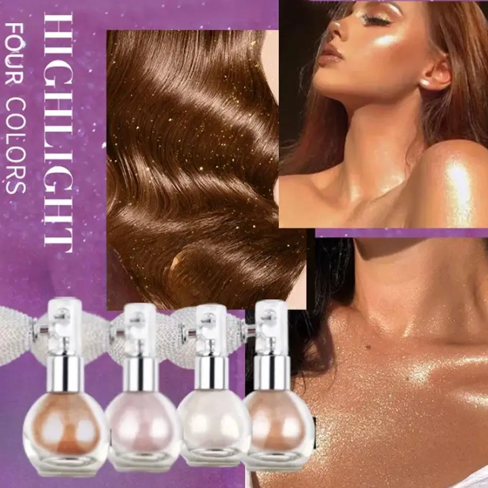 Polvo brillante en espray de diamante, brillo resistente al agua, brillo brillante, maquillaje para cara y cuerpo, resalte, Cosméticos de maquillaje