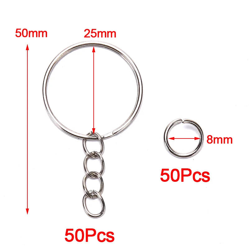 50Pcs  Keyring 50Pcs Keychain Split Jump Rings Bulk Ring DIY Jewelry Key Chain Craft  For Women Men Key Chain Accessories