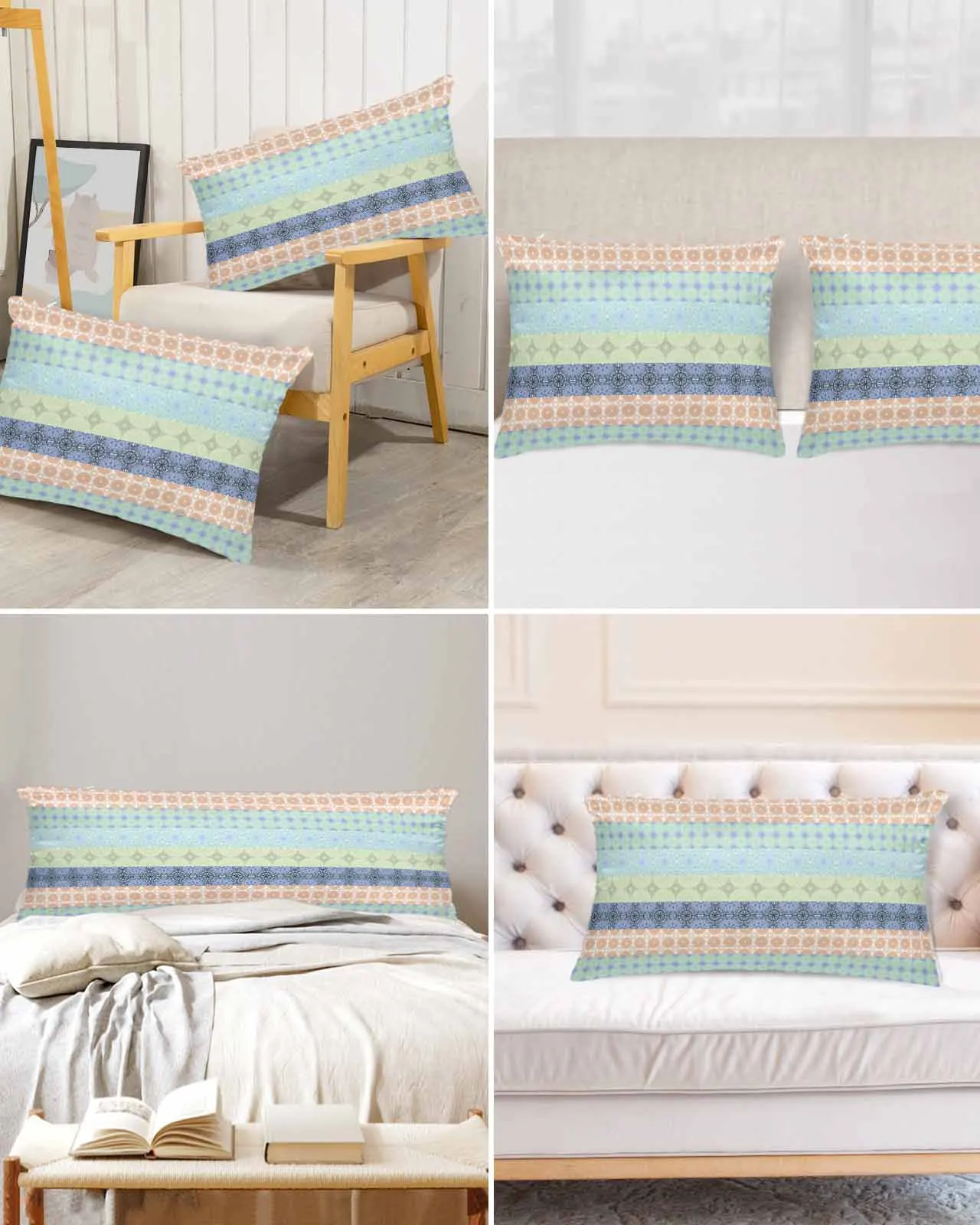 

Bohemian Ethnic Pattern Retro Bed Satin Pillowcase Modern Sofa Pillow Cover Case Bedroom Satin Cushion Covers Home Decor