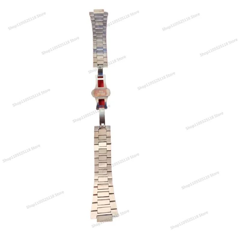 For T137 Stainless Steel Strap 12mm Stainless Steel Watch Chain Men's Double Snap Buckle Three Beads Sports