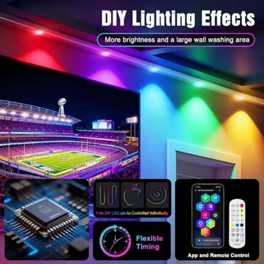 Permanent Outdoor Lights Permanent Outdoor Lights for House with RGB+IC Smart LED App and Remote Control DIY IP67 Waterproof fo