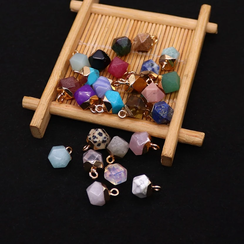 

4PCS Faceted Natural Stone Crystal Agate Flash Labradorite Pendant 8x12mm Jewelry Making DIY Necklace Earrings Accessories Gifts