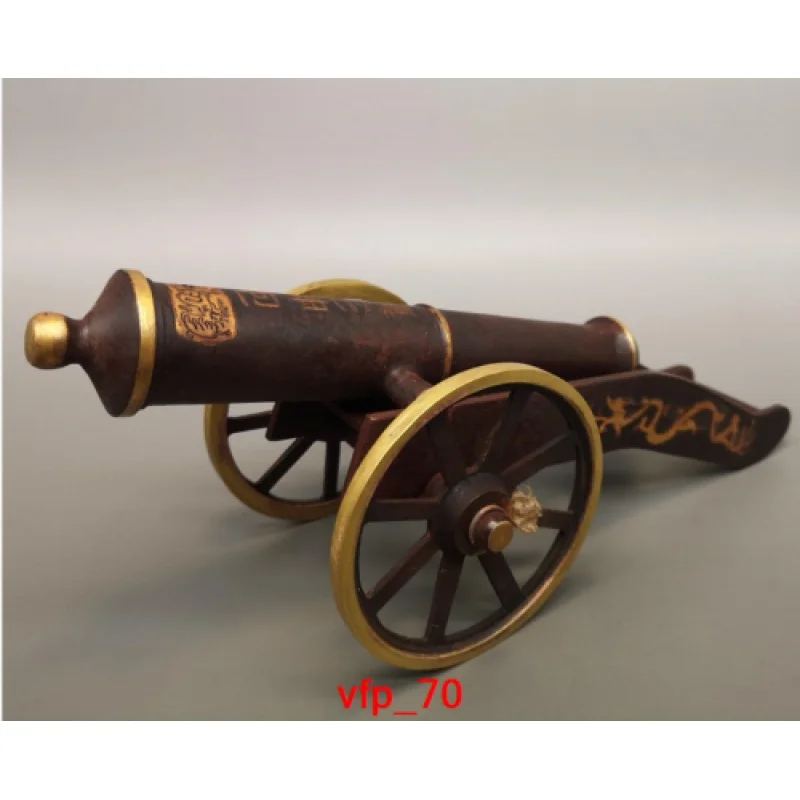 

10 Inch Old-Fashioned Chinese Antique Collection Young Copper Townhouse Cannon Statue