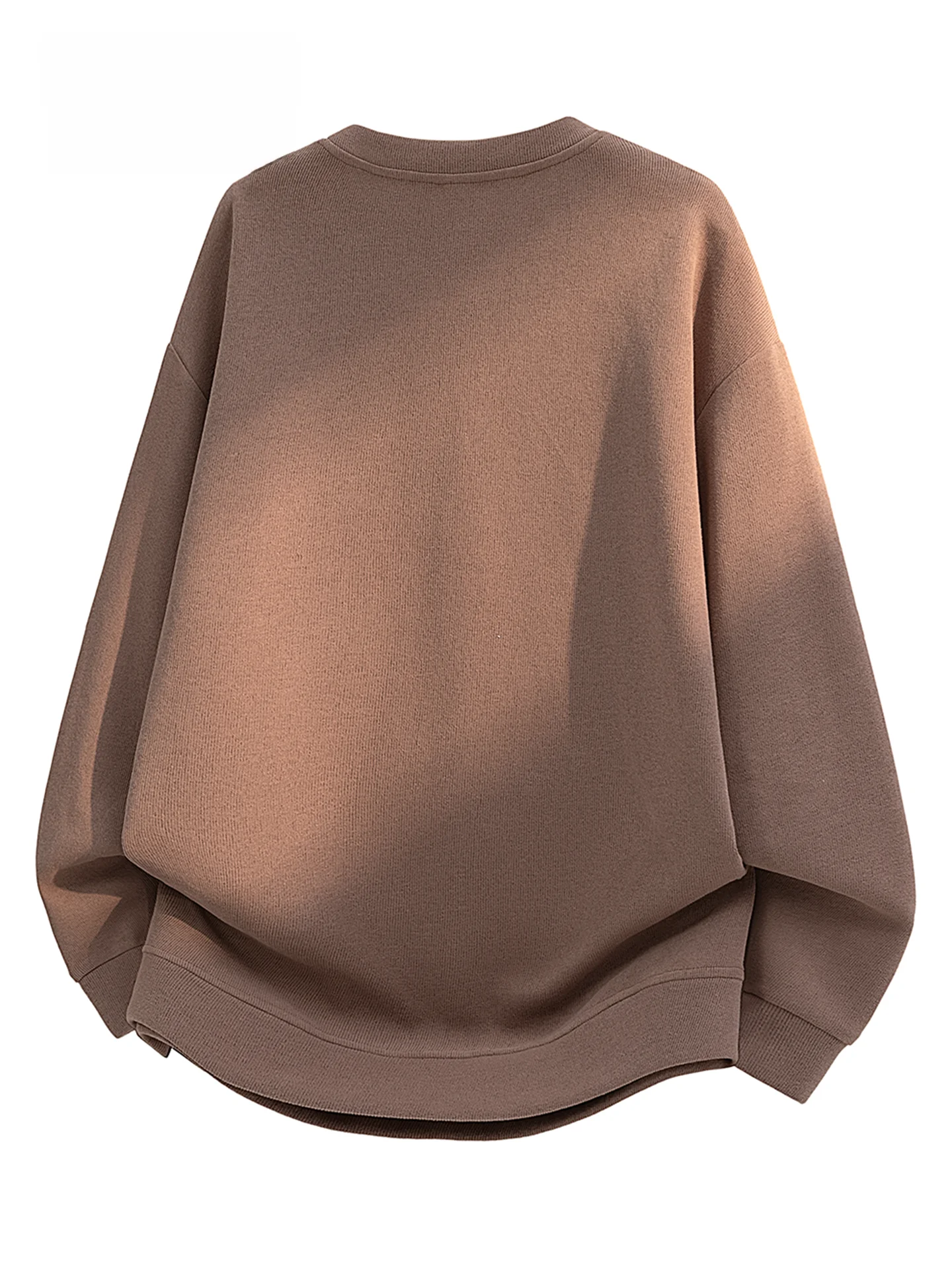 MoChao Large Size round Neck Sweatshirt Men's Spring Autumn Loose Slimming Casual Asymmetric Button Versatile Trendy Top