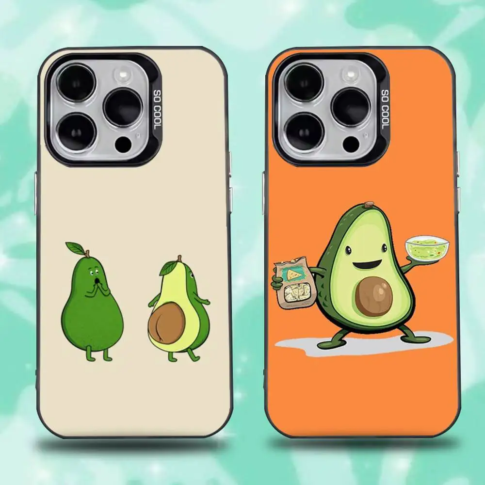 

Cute Cartoon Fruit Avocado Phone Case For iPhone 16,15,14,13,12,11,Mini,Pro,E,SE4,XS,MAX Black Candy Matte Cover