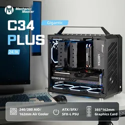 Mechanic Master Computer Case C34Plus Desktop Unit Box Side Transparent Flexible Convenient Aluminum PC Cube Mini Assemble