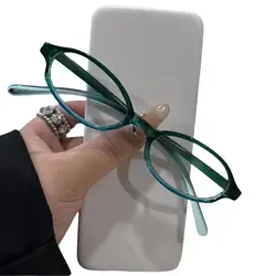 1Pcs Y2K Vintage Small Oval Glasses Girls Style Red Green Frame Eyewear Decorative Outdoor Anti-blue Eyeglasses