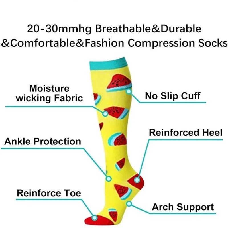 58 Styles Quality Unisex Compression Stockings Cycling Socks Fit Medical Edema, Diabetes, Varicose Veins, Running Marathon Socks