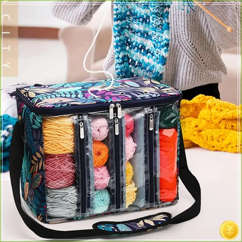 Tas Rajut Crochet, Tas Tote Organizer Benang untuk Membawa Hakpen Rajut, Perlengkapan Rajut