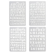 4 PCS Assorted Styles Number And Letter Drawing Templates Stencil Set For DIY Craft Journal Photo Album Scrapbook Art Projects