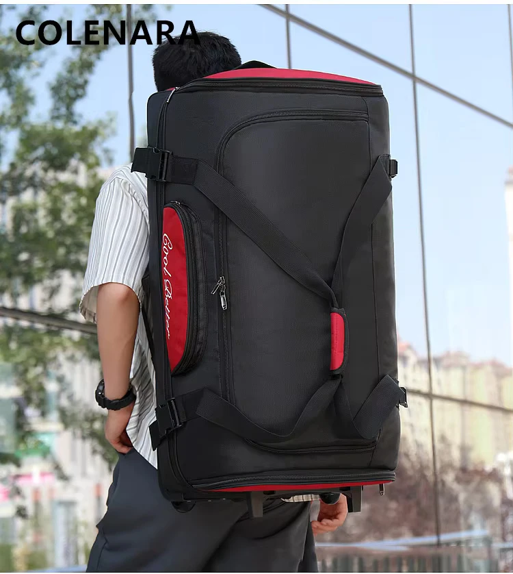 COLENARA Rolling Luggage Oxford Cloth Trolley Case Men's Multifunctional Backpack 34 Inch Large Capacity Travel Bag Suitcase