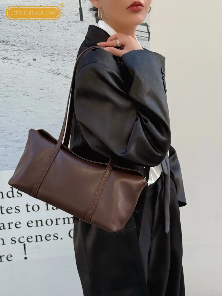 

Office Female Elegant New Fashion Shoulder Genuine Leather Hasp Softshell Commute Women Suede Underarm Crossbody Bag Designer