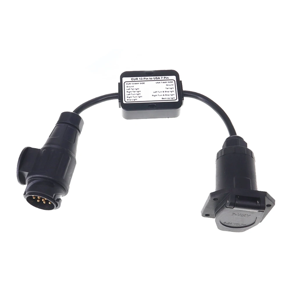 

1 шт., 6-24 В, пластиковый разъем для прицепа, преобразователь света для электрического прицепа, европейский 13-контактный в американский 7-контактный разъем, аксессуары для автофургонов