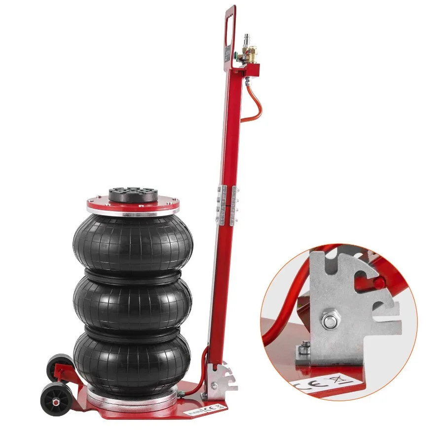 

3 Ton 6600 lbs Triple Bag Air Jack with Six Steel Pipes Red Fast Lifting Pneumatic Jack for Cars Garages Repair Up to 17.7 Lift