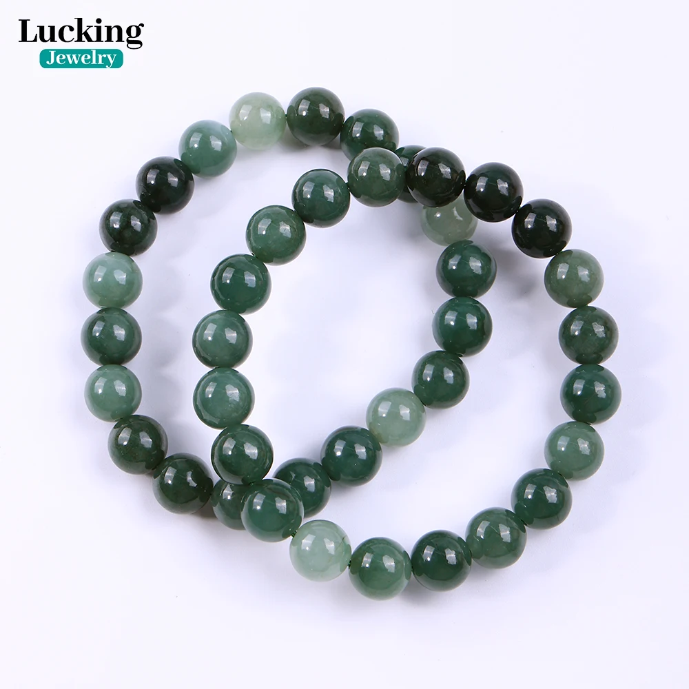 

Real Natural Untreated Guatemalan Jadeite 8-10mm Deep Green Bracelet for Jewelry Making Green Jade Healing Mala