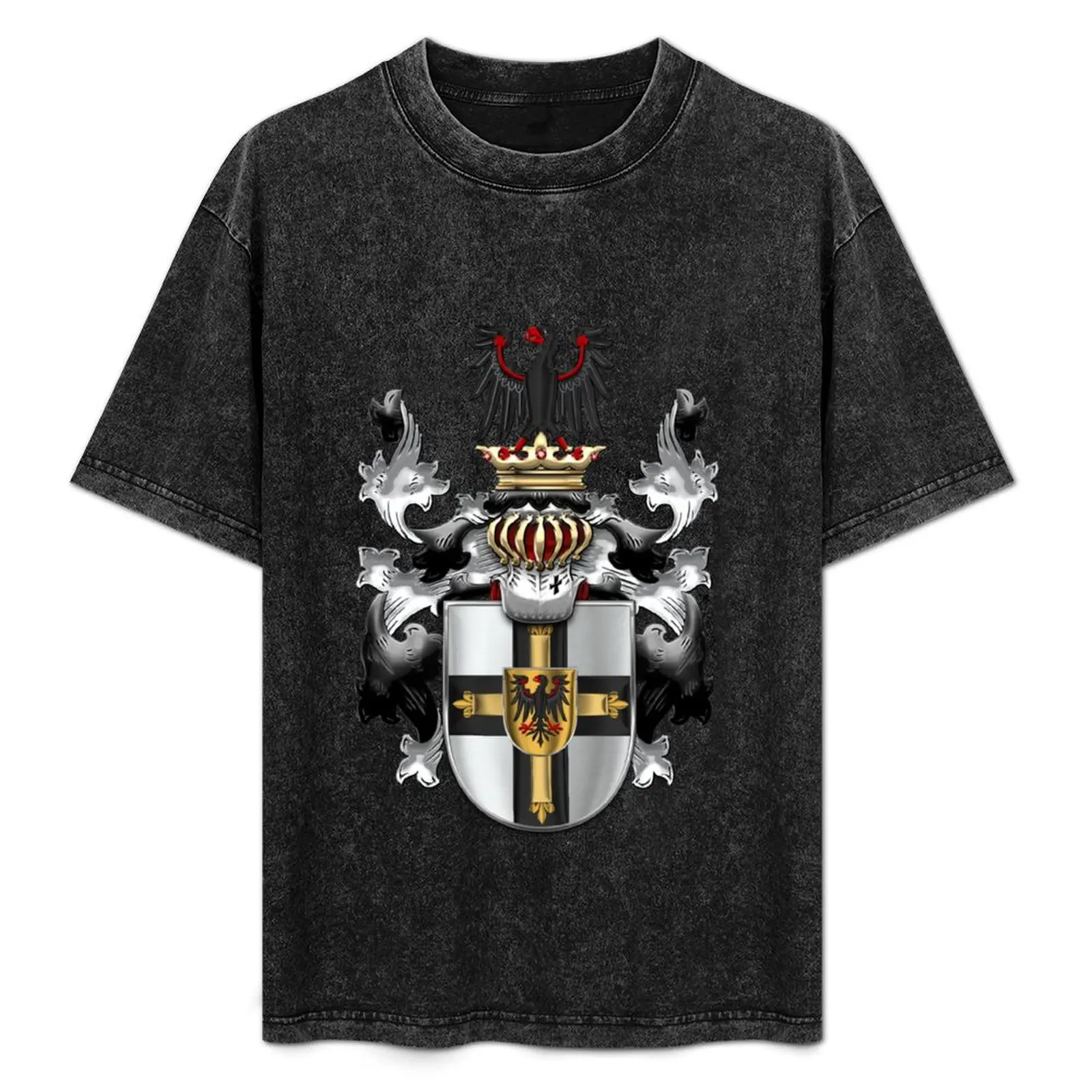 Teutonic Order - Coat of Arms over Red Velvet T-Shirt Short sleeve tee basketball graphic tees for a boy t shirts for men cotton