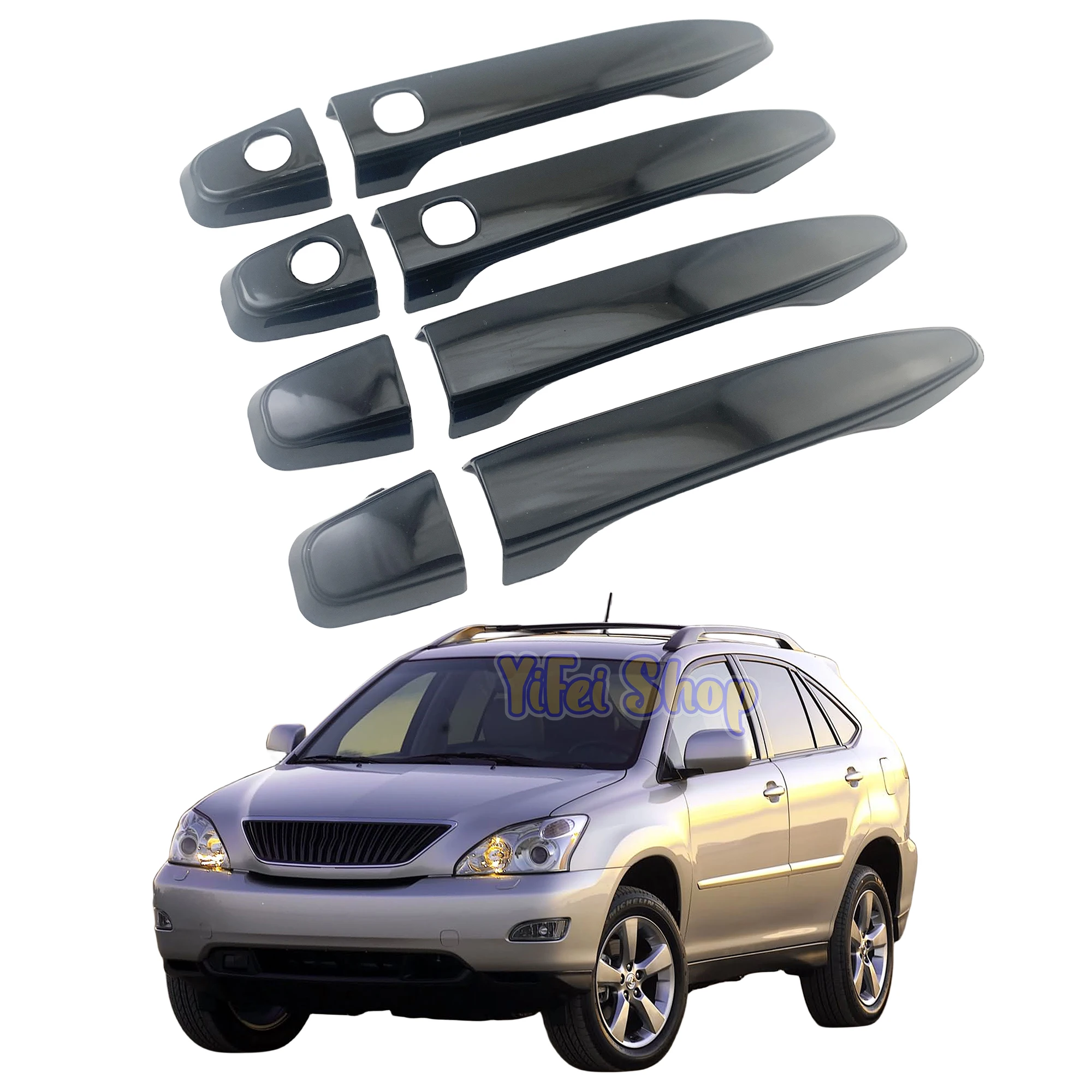 

For LEXUS RX330 RX350 2003 Car Accessories Gloss Black Carbon Door Handle Bowl Covers Trim Paste Style 2004 2005 2006 2007 2009