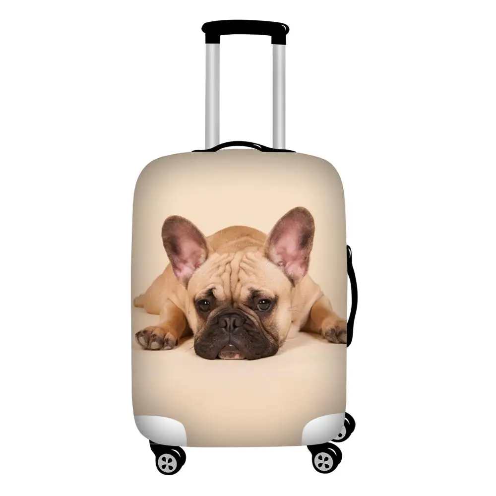 Juste anti-poussière pour bagages de voyage, valise de protection commandée, étui de coffre à roulettes, étanche, imprimé bouledogue français, 18 en