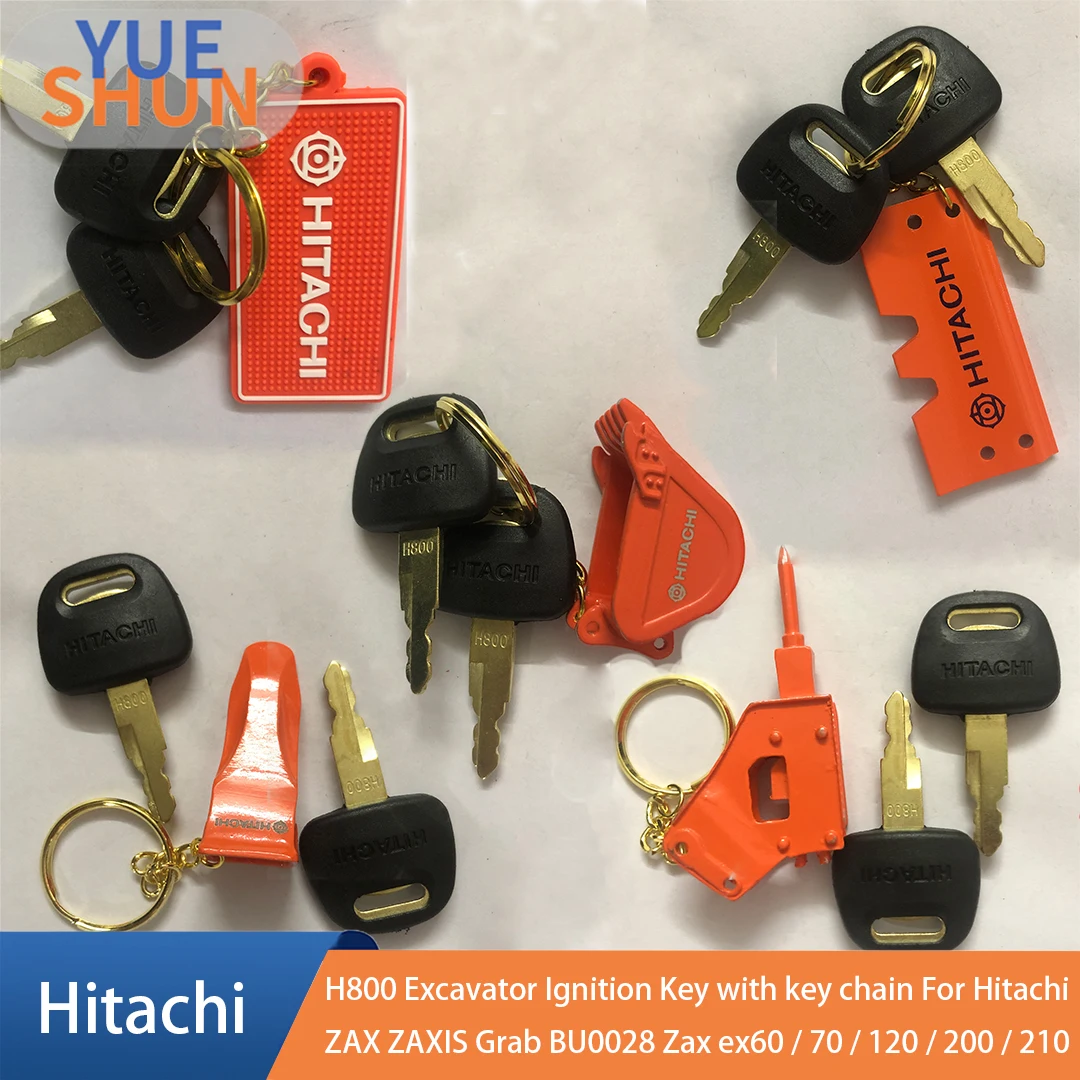 Llave de encendido de excavadora H800, 2 uds., para Hitachi ZAX ZAXIS Grab BU0028 Zax ex60 / 70 / 120 / 200 / 210, llavero de cerradura de puerta F0002