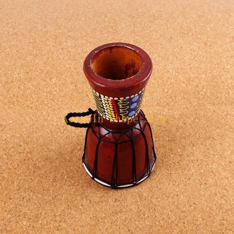 U1JC 5 Inch Traditional African for Bongo Congo Djembe Drum Wooden Colorful Painting Faux Goatskin Musical Instrument