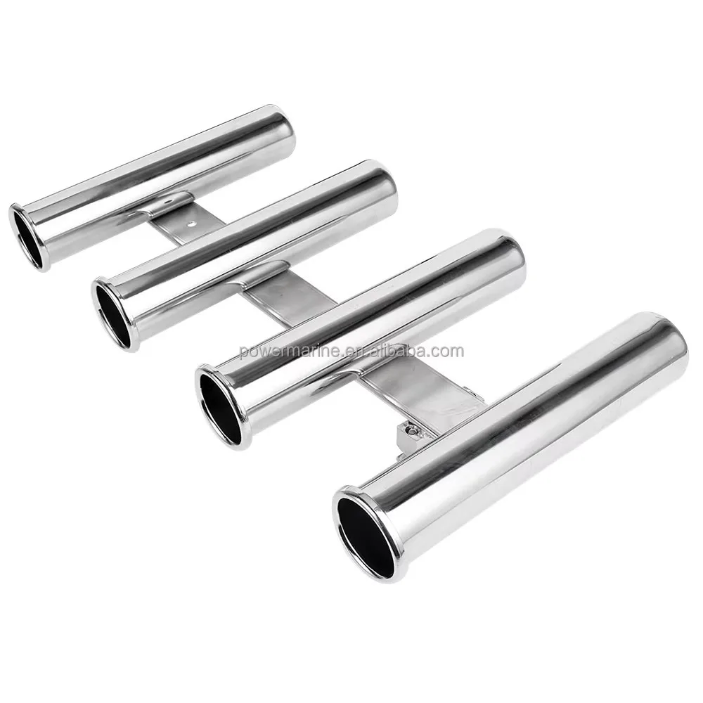 4 Tube Fishing Rod Holder Stainless Steel Boat Deck Mount Rack Marine Hardware Organizer