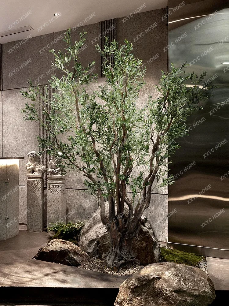 Árbol de imitación de raíz seca de pila antigua, diseño de árbol grande de madera maciza, árboles falsos, decoración en el suelo, planta verde