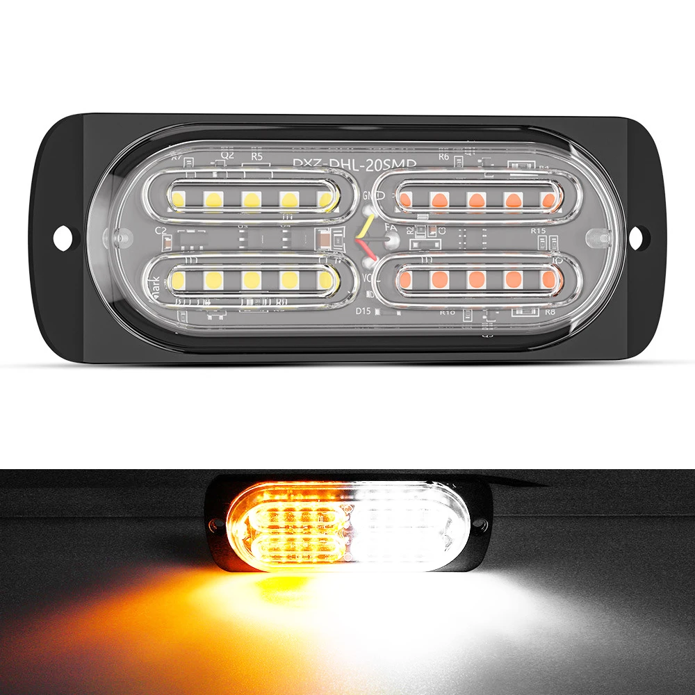 

1pcs Led Strobe Warning Light Strobe Grille Flashing Truck Lamp Amber Traffic Light 12V 24V 20SMD Car Light Side Maker Lights