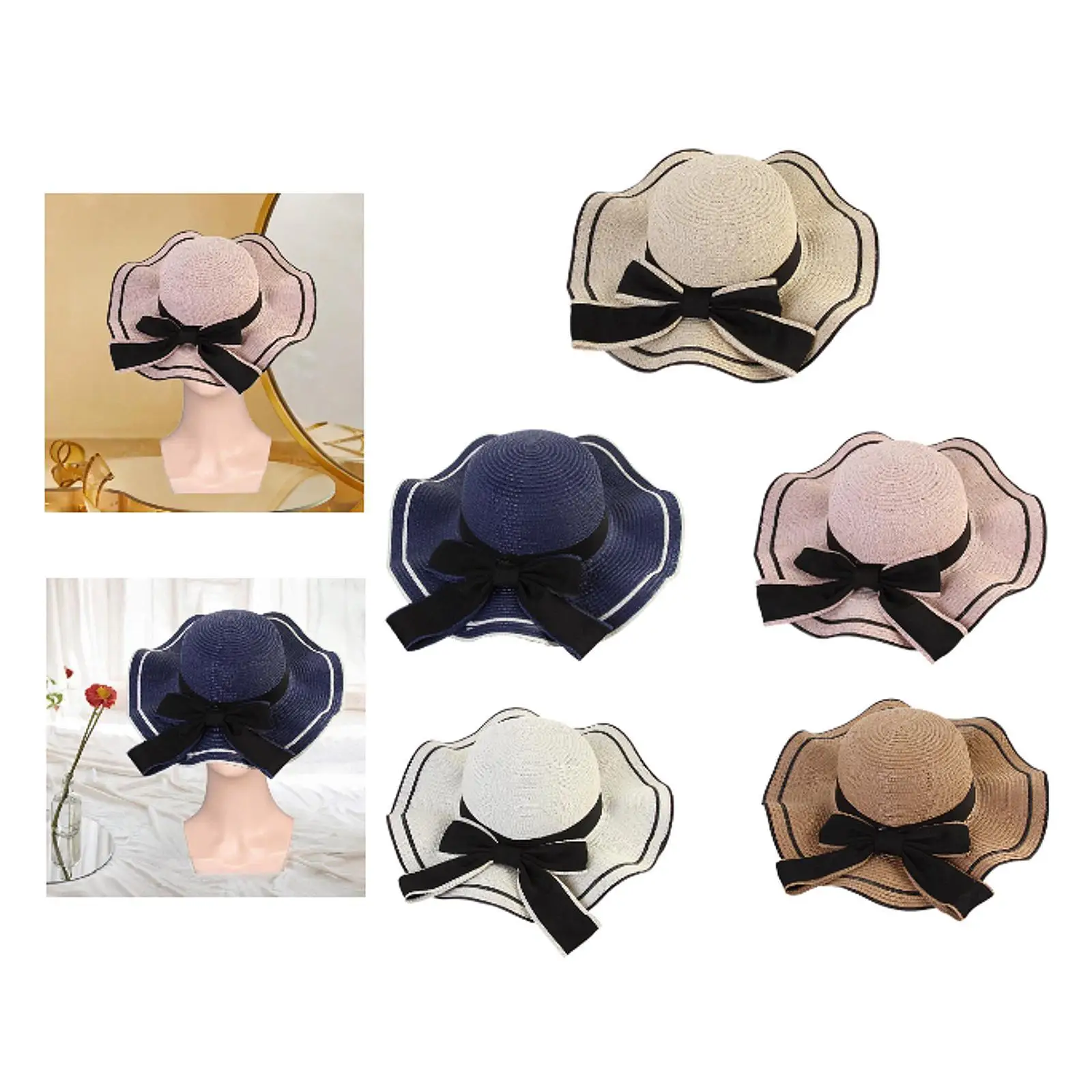 

Women Weaving Beach Hat Trendy Wide Brim Hat for Commuting Birthday Gift Outdoor