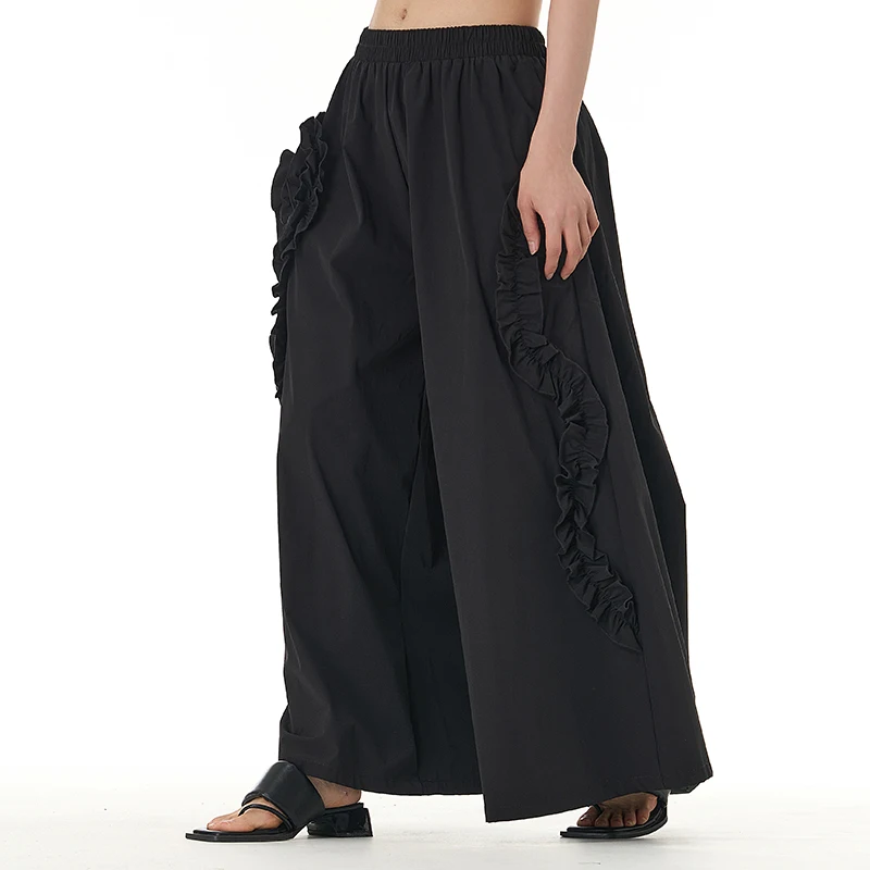 2025 spring/summer new plus size women\'s clothing Yamamoto dark loose slimming wide leg pants fat mm casual pants 31658