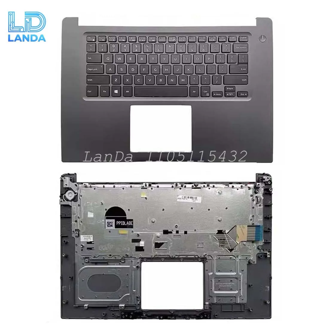 

Клавиатура с упором для рук для ноутбука Del-l Inspiro-n 15-7560 7572 7460 7472, серая с подсветкой