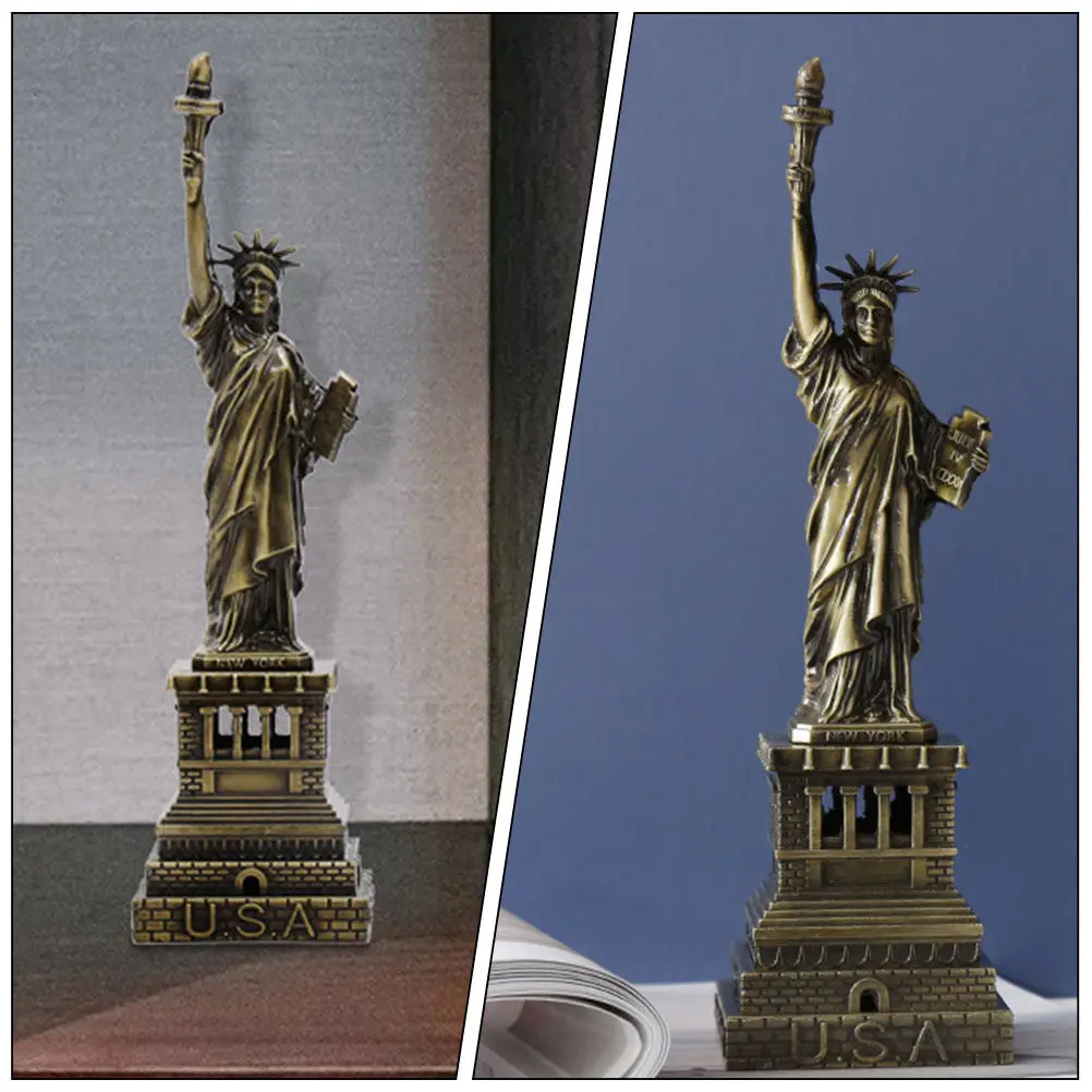 Metal Statue of Liberty Decorative Desktop Ornament for Home Office Garden Tabletop Decor Classic Metal Sculpture