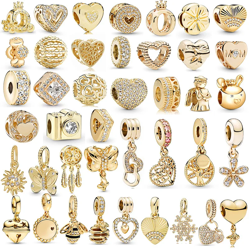 

New Arrive Gold plated Love Tree Small Bell Pendant Beads For Pandora DIY Bracelet Necklace Jewelry Accessories Gifts