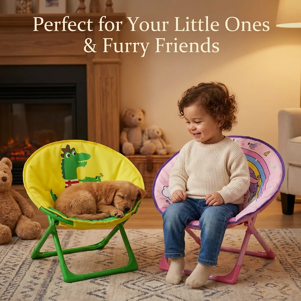 Folding Tea Tray Chair - Soft Plush Chair with Metal Frame, Cute and Comfortable Leisure Chair Suitable, Perfect for Bedroom or