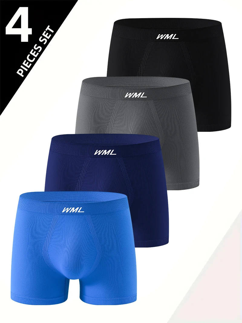 

Мужские трусы-боксеры из 4 предметов, мягкие, удобные, здоровое мужское нижнее белье, мужские модные повседневные спортивные мужские бесшовные трусы-боксеры