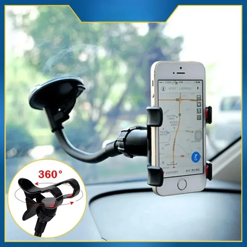 360° Rotating Car Phone Holder Universal Windshield Dashboard Mount Cellphone Stand GPS Phone Flexible Bracket Auto Accessories