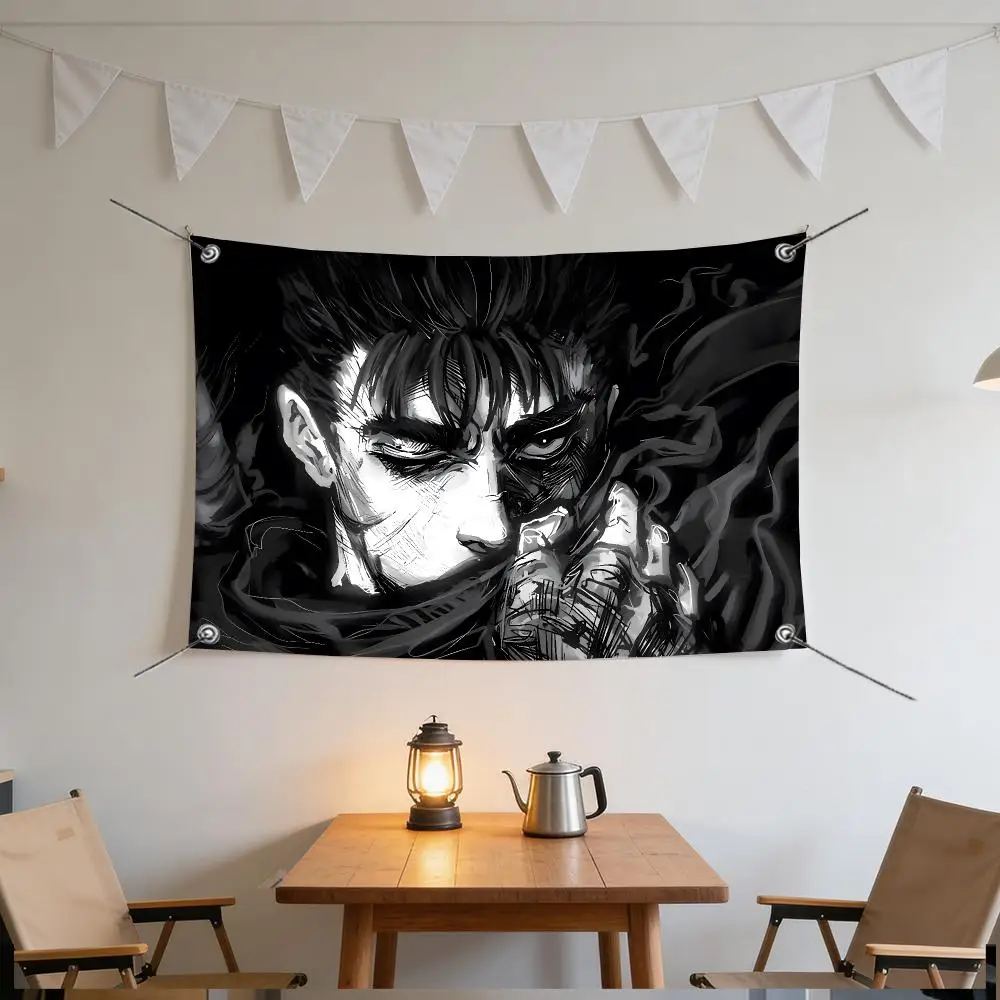 Manga Japanese Dark Classic Berserk Flags Specialized for indoor and outdoor home decorations, outdoor camping, and bar parties