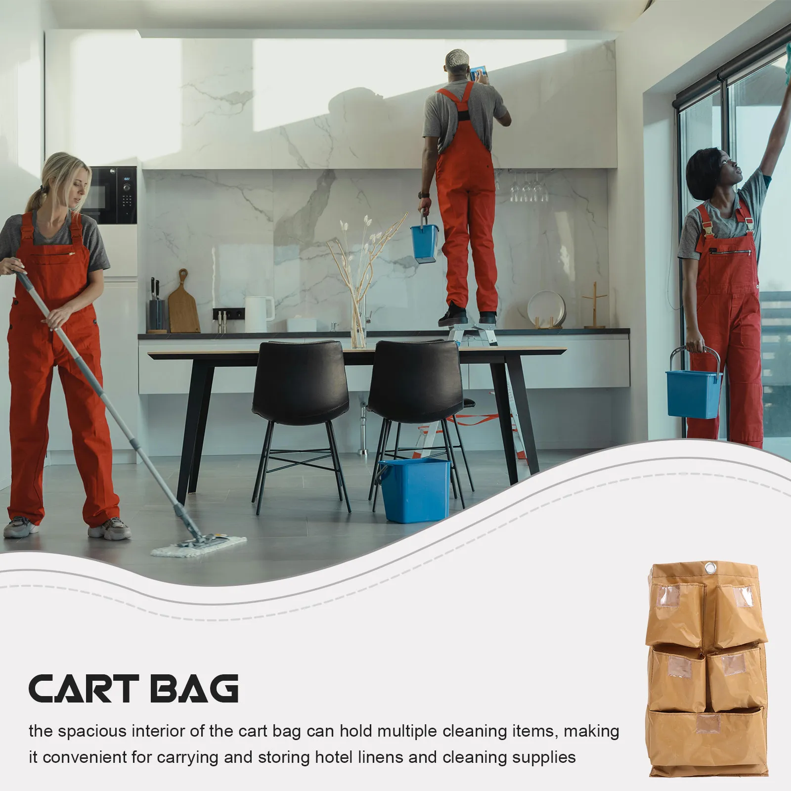 Waterproof Heavy Duty Housekeeping Cart Organizer Bag Spacious Cleaning Cart Bag for Hotel Staff Janitorial Carts on Wheels