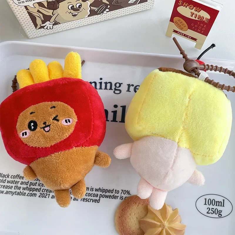 New Cartoon Chiikawa Anime Plush Hanging That Chicken Leg Fries Food Series Hachi Usage Bag Small Pendant Keychain Wholesale