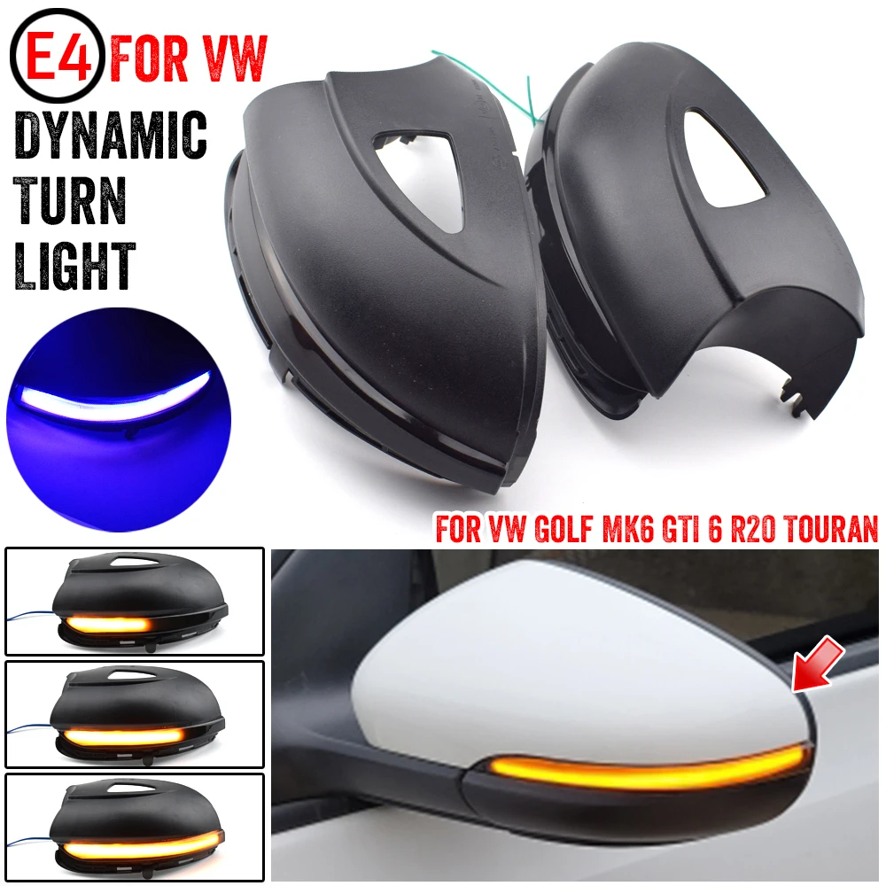 

2x For Volkswagen VW Golf 6 Golf MK6 GTI 6 R Line Touran VI R20 Dynamic LED Turn Signal Lights Side Mirror Indicator Blinker