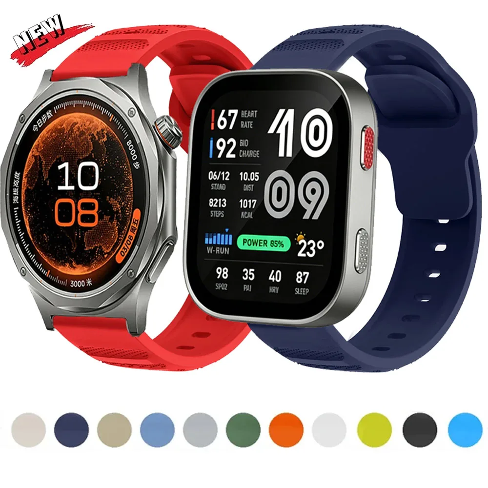 22mm 20mm Silicone Strap for Oneplus Watch 4/3/Lite/OPPO X3/X2/S Adjustable Bracelet Band For Amazfit Active Max/3/2/Bip Max/6/5