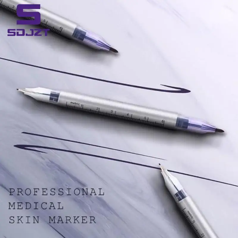 White Surgical Eyebrow Tattoo Skin Marker Pen Tool Accessories Tattoo Marker Pen With Measuring Ruler Microblading Positioning