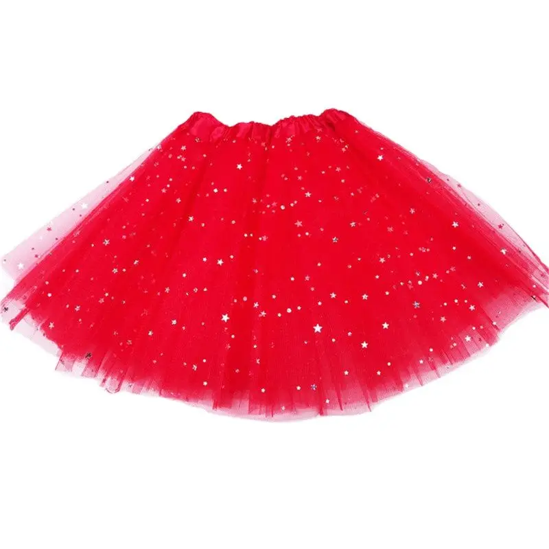 Children Ballet Tutus Pettiskrit Fluffy Lovely Star Glitter Girl Lush Skirt Three Layers Sequin Kid Ball Gown Polleras