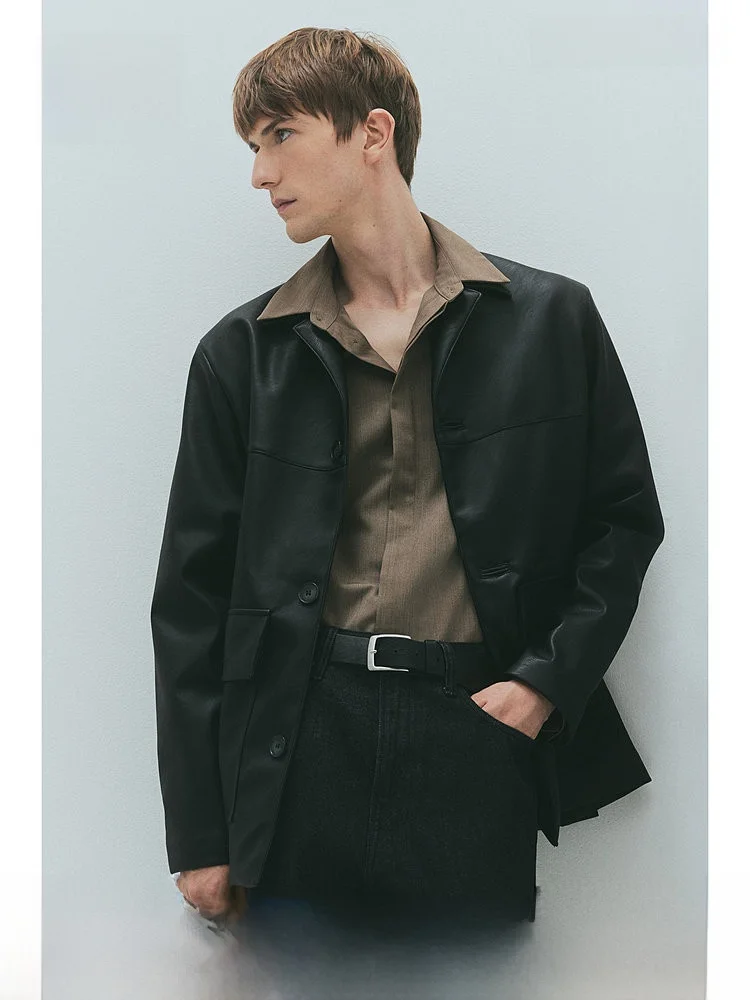

Мужская куртка H&M стандартного кроя, летняя, из полиуретановой ткани, 1259566, повседневная, 100% полиэстер