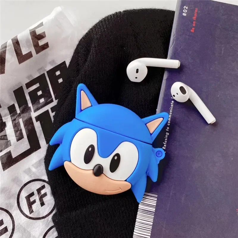 New Sonics Air Pods Headphone Case Applies To AirPods 1 2 3 Pro Cartoon Anime Silicone Drop Resistant Headphone Case Kids Gifts