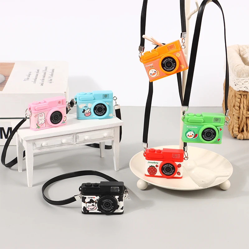 Doll Mini Strap Camera Dollhouse Digital SLR Camera W/Shutter Flash Miniature Camera Necklace Pendant Doll Dress Up Toys